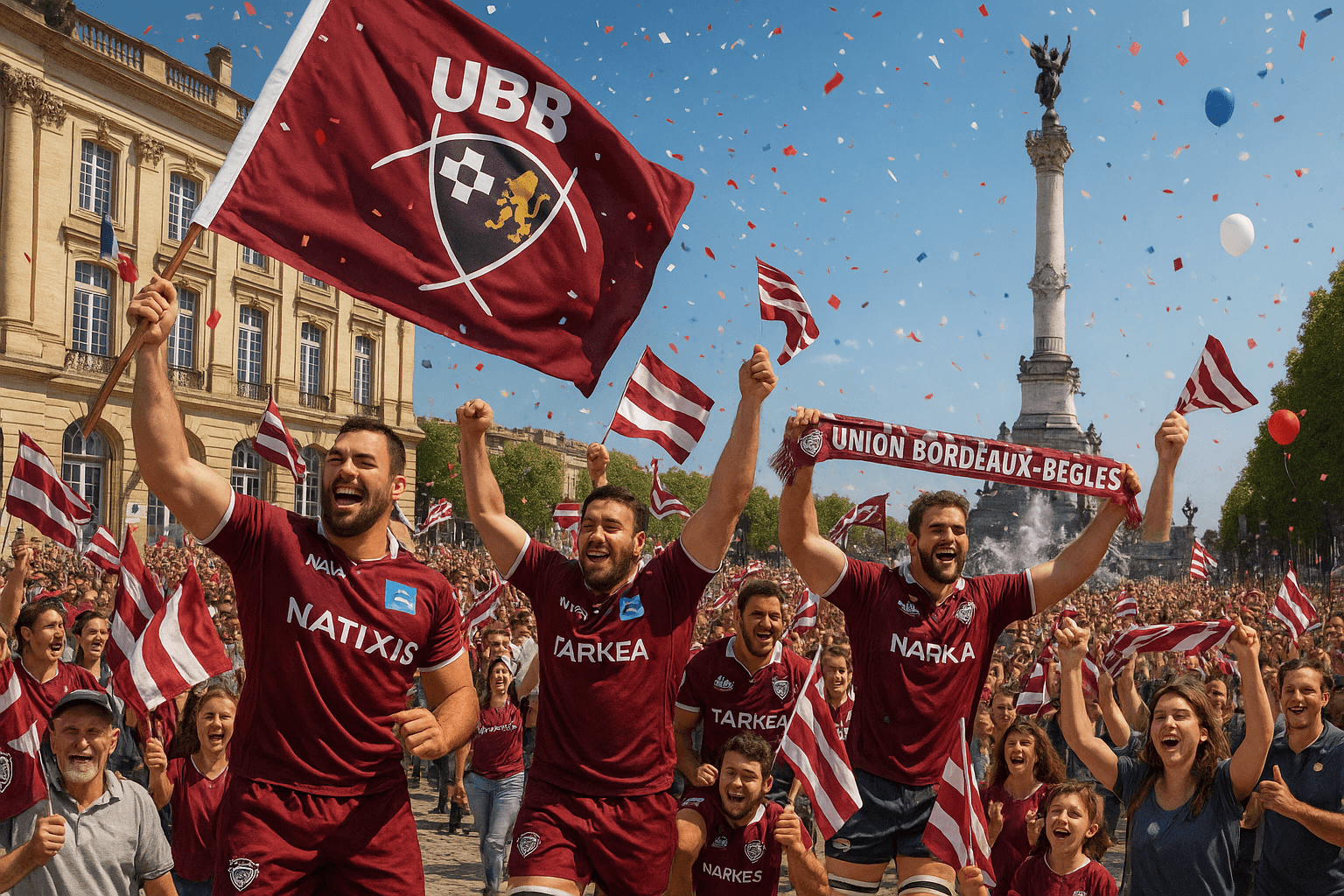 découvrez en photos la magnifique parade de l'ubb à bordeaux, un parcours inoubliable de l'hôtel de ville à la place des quinconces, célébrant l'engouement pour le rugby et l'esprit de la ville.
